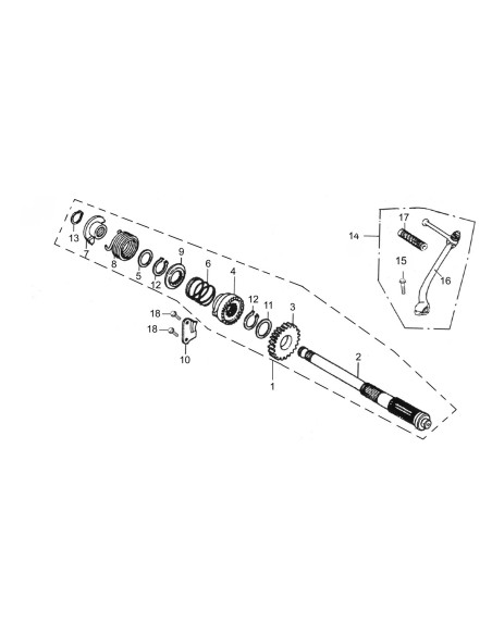 Wałek rozrusznika pitbike 120 MRF